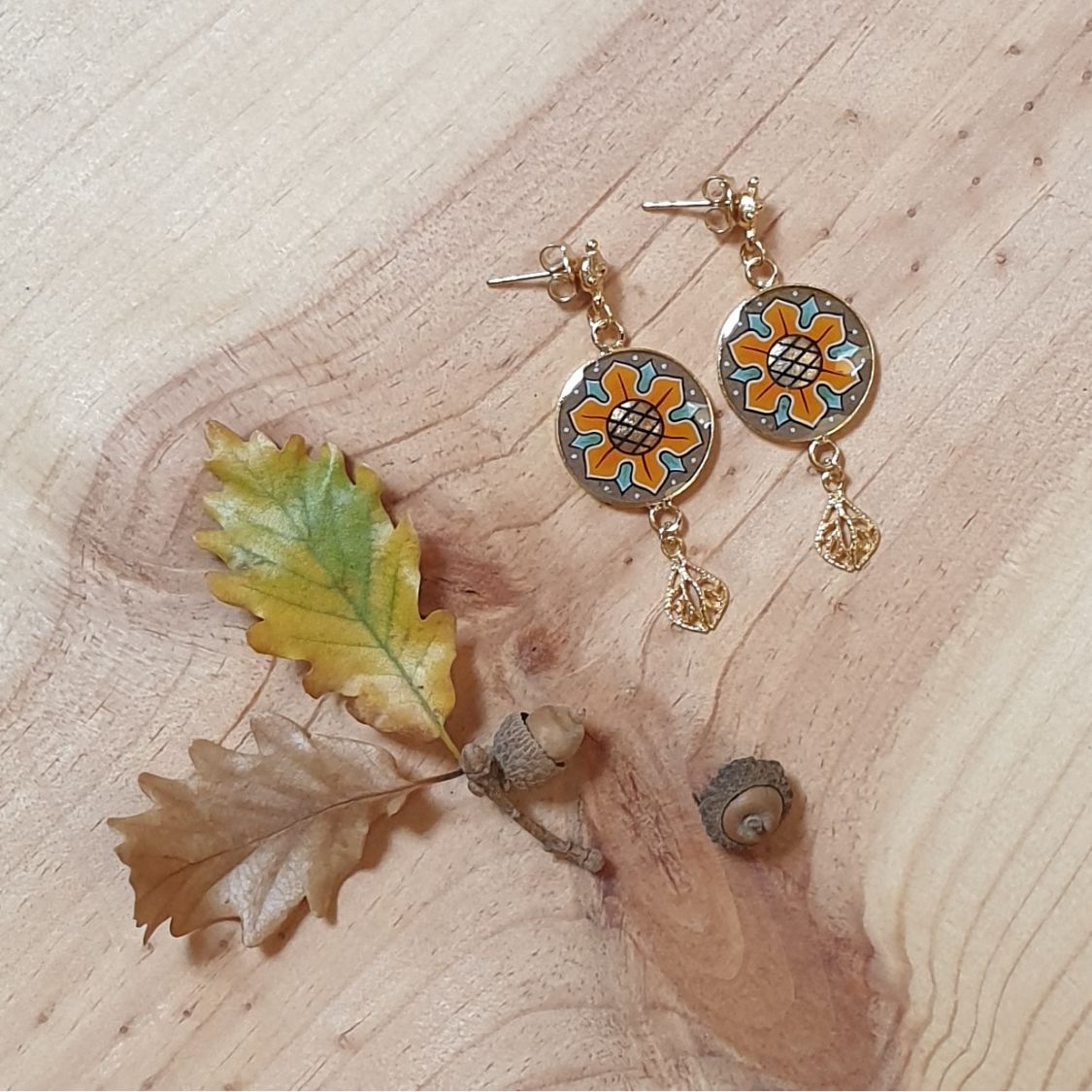 Boucles d'oreille pendantes aux couleurs de l'automne