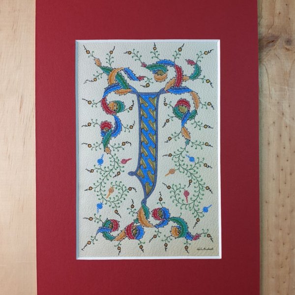 Lettre J enlumin&eacute;e cr&eacute;ation personnelle