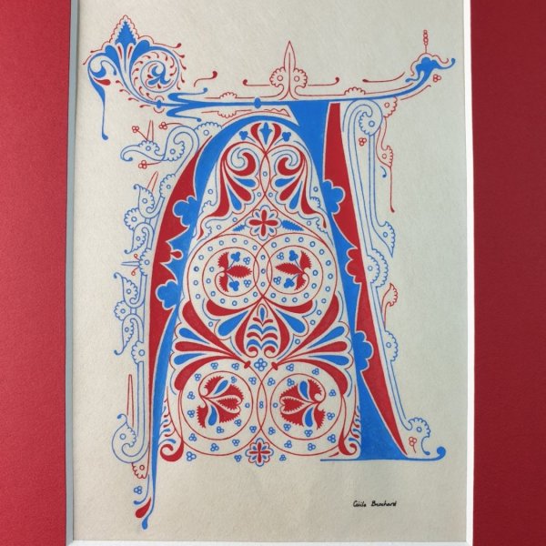 Lettre A enlumin&eacute;e style gothique