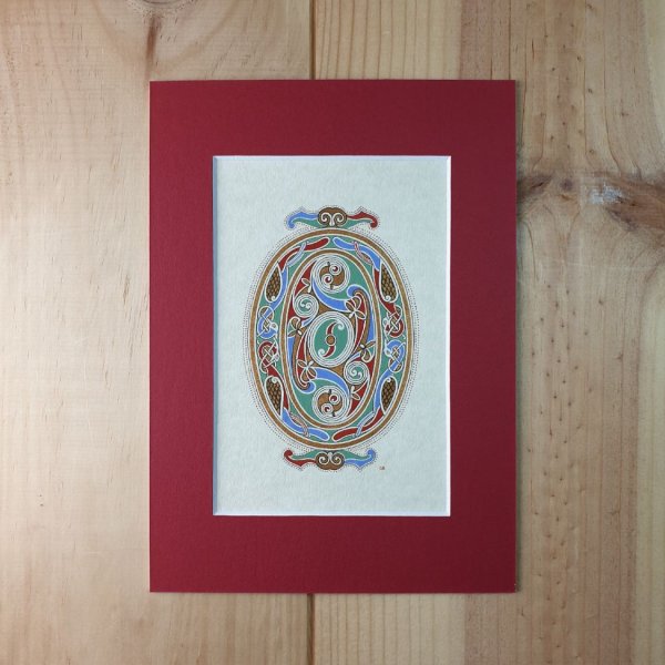 Lettre O enlumin&eacute;e style insulaire