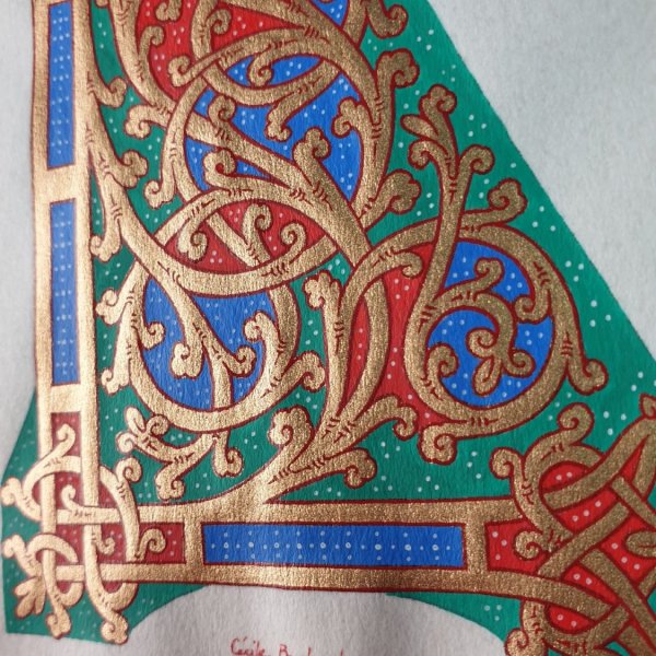 Lettre L enlumin&eacute;e style ottonien