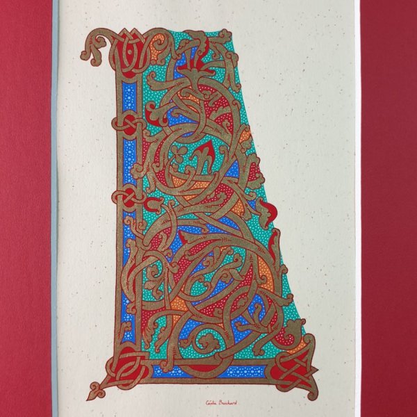 Lettre L enlumin&eacute;e style ottonien