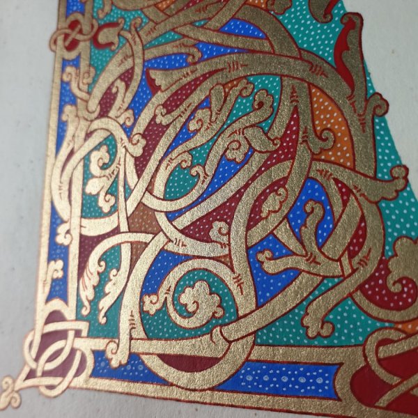 Lettre L enlumin&eacute;e style ottonien