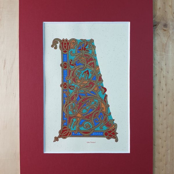 Lettre L enlumin&eacute;e style ottonien