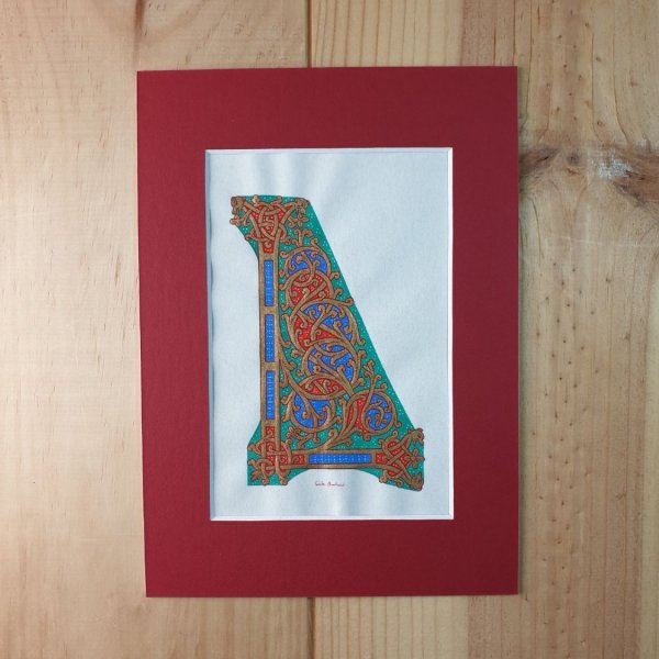 Lettre L enlumin&eacute;e style ottonien