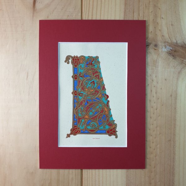 Lettre L enlumin&eacute;e style ottonien