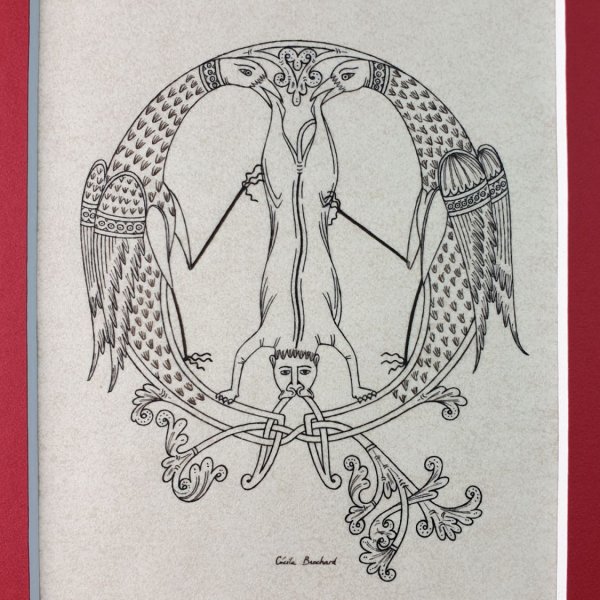 Lettre Q enlumin&eacute;e style roman