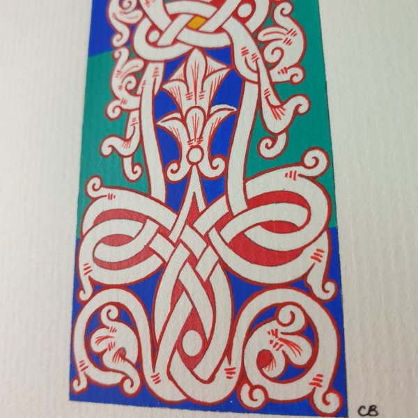 Lettre I enlumin&eacute;e style roman