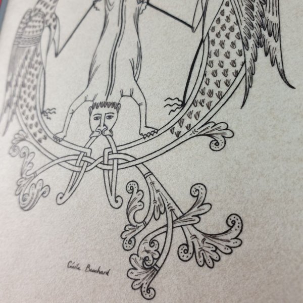 Lettre Q enlumin&eacute;e style roman