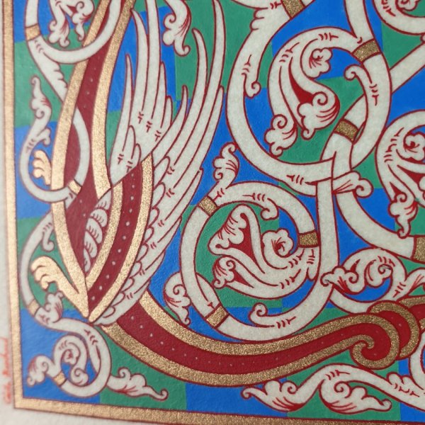 Lettre L enlumin&eacute;e style roman