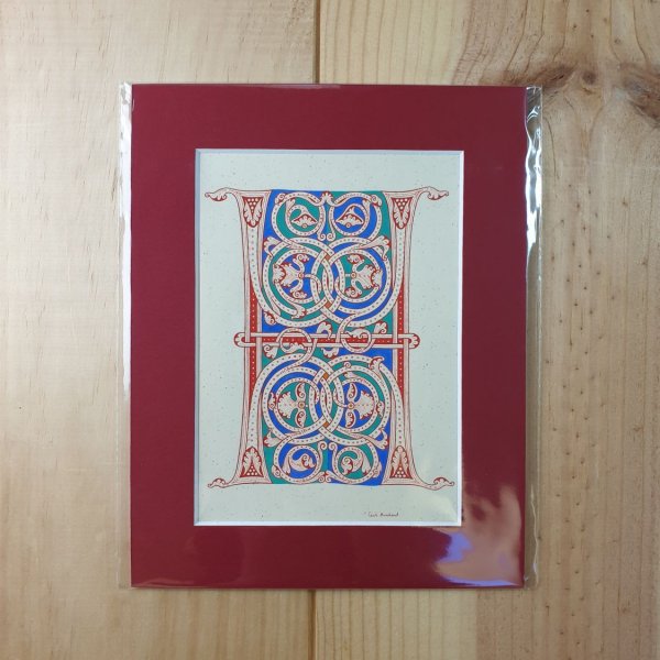 Lettre H enlumin&eacute;e style roman