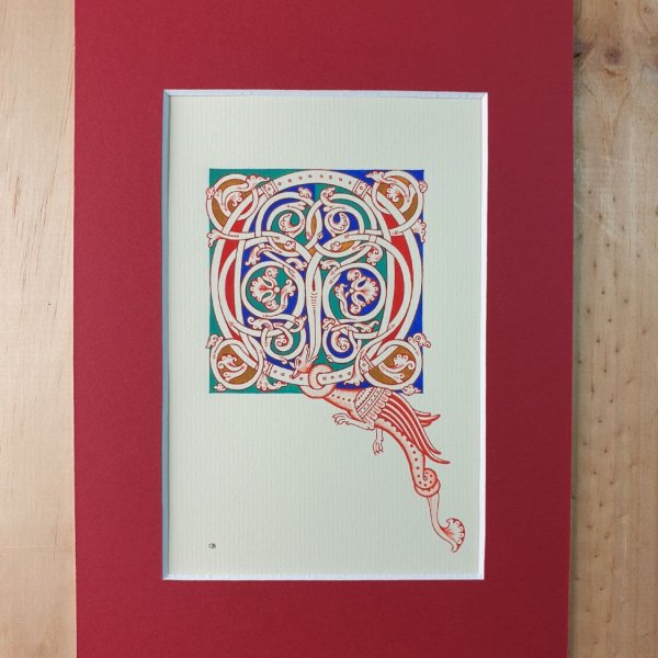 Lettre Q enlumin&eacute;e style roman