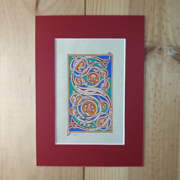 Lettre S enlumin&eacute;e style roman