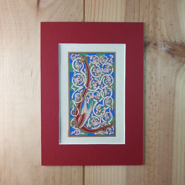 Lettre L enlumin&eacute;e style roman