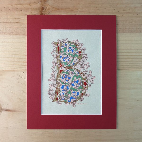 Lettre B enlumin&eacute;e style roman