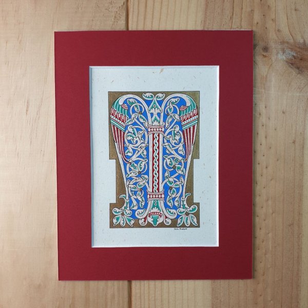 Lettre M enlumin&eacute;e style roman