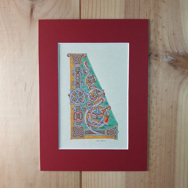 Lettre L enlumin&eacute;e style roman