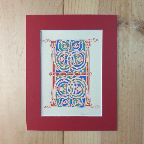 Lettre H enlumin&eacute;e style roman