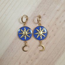 Boucles d'oreille pendantes enluminées étoile d'or